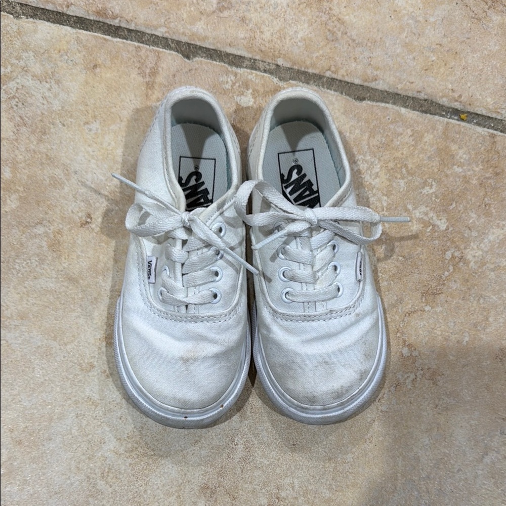 Vans White Canvas Low-Top Sneakers toddler size 9